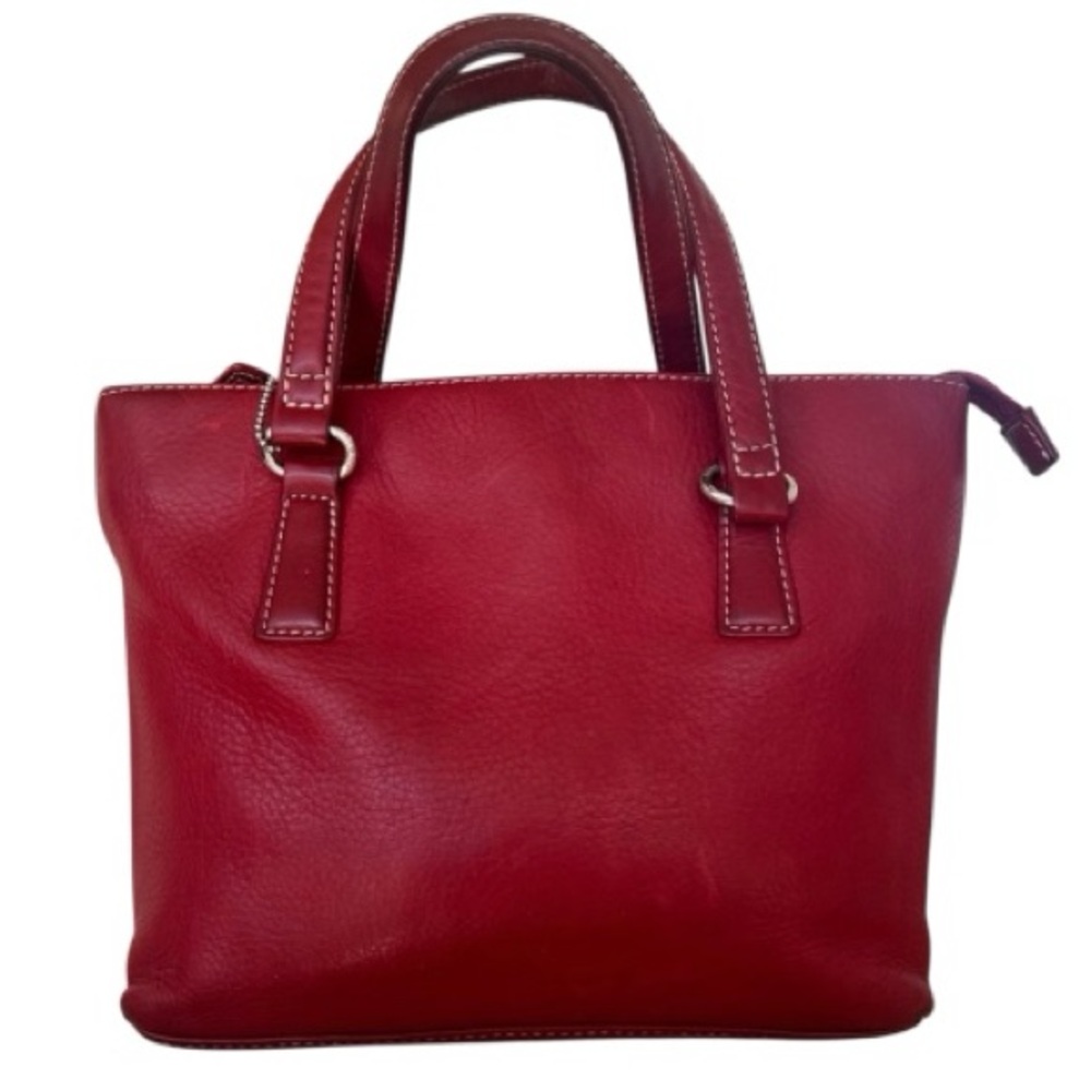 Vintage Fossil Red Pebbled Leather Shoulder Bag Tote Contrast Stitch Y2K